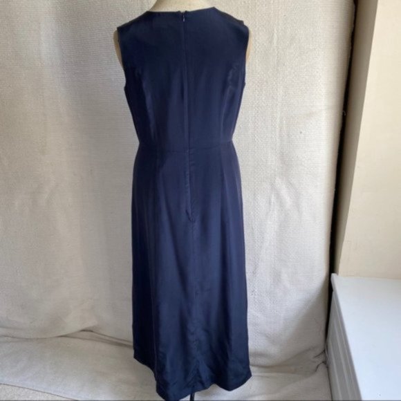 Vintage 100% Silk 14 Simple Maxi Long Dress Black - Picture 6 of 7